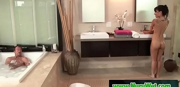  Bigtits asian masseuse Asa Akira gives a soapy footjob in jacuzzi